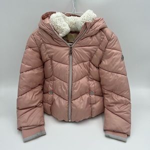 Michael Kors Puffer Jacket in dusty pink with Sherpa-Lined Hood size 6X